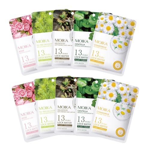 MOND'SUB Face Sheet Mask Bundle with 10 Facial Skin Care Sheet Masks | Hydrating, Radiance Boost, Calming, Moisturizing, Balancing, Repairing - For All Skin Types,Both Men & Women (10pack)