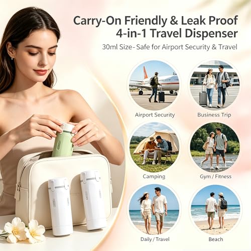 4 in 1 Travel Dispenser Bottle,30ML Refillable Toiletries
