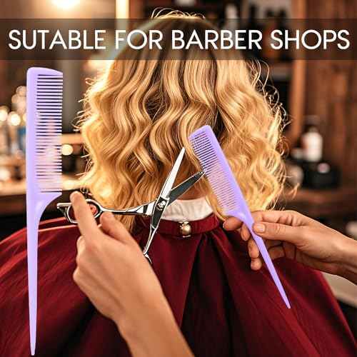 Rat Tail Comb Set-3Pcs Rat Tail Hair Teasing Fine Tooth Combs for Women Girls, Parting &Hair Styling Tools(Black Pink Purple)