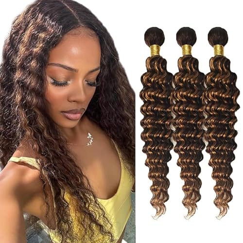 Brazilian Virgin Hair 3 Bundles 4/30 Deep Wave Extensions