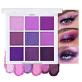 9 Color Purple Glitter Eyeshadow Palette - Matte Shimmer Smokey