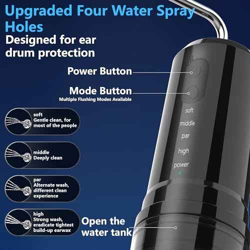 Ear Wax Removal, 2 in 1 Electric Ear Cleaning Kit with 4 Pressure Modes, Portable Water Powered Ear Cleaner with Basin and Nasal Nozzles, Ear Irrigation Flushing System for Adults and Kids