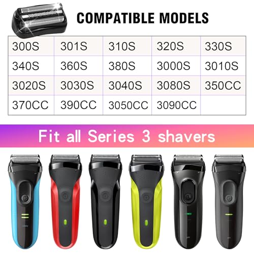 2 Pack Series 3 21B Replacement Head, Foil & Cutter Razor Head Compatible with S3 Shaver Replacement Heads 3040s 300s, 310s, 320s, 3050cc 360s 370cc-4, 3090cc Etc