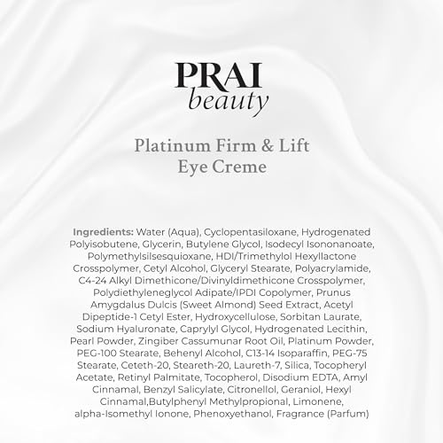 PRAI Beauty Platinum Firm and Lift Eye Creme - Tightening and Firming Eye Cream - Anti-Aging Under Eye Cream - Irritation Free - 0.5 Oz