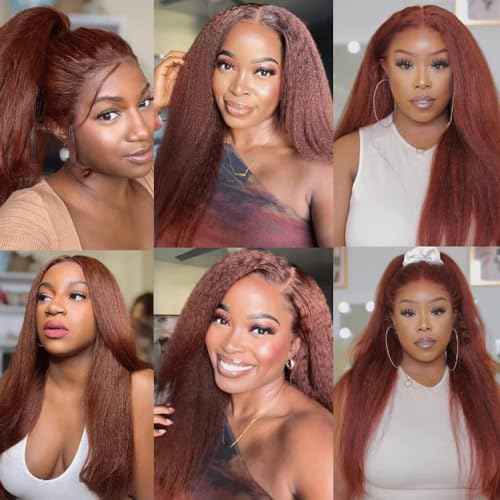 Color 33 Bundles Copper Yaki Straight Human Hair Bundles 8A Auburn Brown Bundles Hair Weave 3 Bundles 14 16 18 Inch Reddish Brown Kinky Straight Bundles 300G