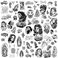 Los Vatos Chicano Bundle - 8 Sheets Cholo and Chola Temporary Tattoos - Payasa, Lowrider, Virgin Mary, Prayer, Cross, Chicana, Gangster, Fake Tattoo, D?a de Muertos, Tatuajes Temporales