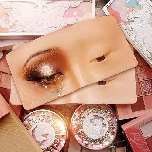Makeup Practice Face Board FTOYIN, Silicone 3D Realistic Pad for Makeup Beginners and Professional Enthusiasts, Eyeshadow Eyeliner Eyebrow Lash mapping Realistic Face Skin Eye Make up Practice Model