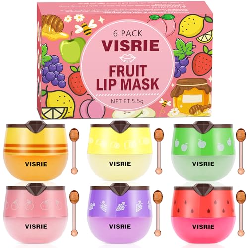6 PCS Bee Lip Balm Lip Mask Honey Pot, Valentines Day Gifts, Moisturizing Lip Sleeping Mask for Dry Chapped Lips with Propolis, Honey Balm Lip Balm with Stick