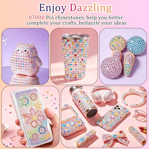 87000 Pcs 3mm Resin Jelly Rhinestones Kit with Glue - 40 Colors