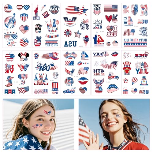 4th of July Temporary Tattoos - 80 Pcs Patriotic
