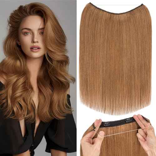 Rich Choices Real Human Halo Hair Extensions for Women Invisible Wire Hair Extensions 100% Human Remy Halo Hair 12 Inch #6 Light Brown