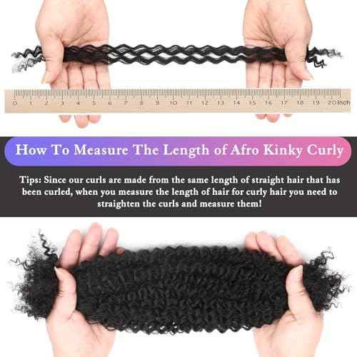 Afro Kinkys Bulk Human Hair for Dreadlocks Extensions Repair, Twist Braiding Afro Kinky Human Hair for Locs Natural Black Color 22 inches for Micro Locs Extensions 1 Pack 30 Gram£¨1B/22inch/30g£©