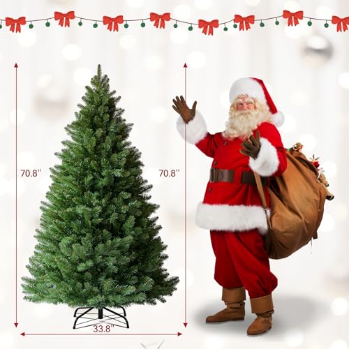 6.5ft Spruce Christmas Tree, Holiday Decoration Tree with Hinged Design, Artificial Holiday Tree with 1,000 Branch Tips, Easy Assembly, Suitable for Home, Office