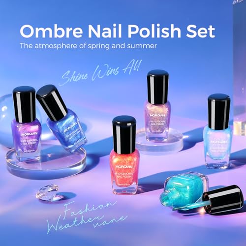 Morovan Ombre Nail Polish Set - Iridescent Holographic Colors