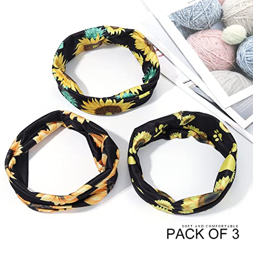 Catery Sunflower Headbands Extra Wide Headbands Fashion Hair Accessories for women