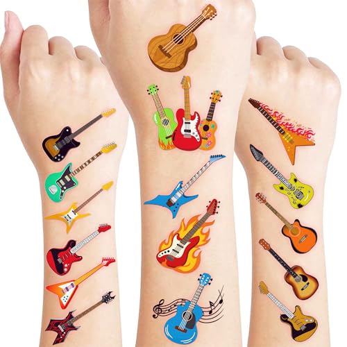 96 Pcs Guitar Temporary Tattoos for Kids - Pre-Cut