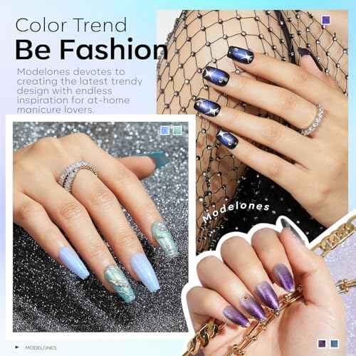 modelones Chameleon Gel Nail Polish Set- 6 Colors Christmas Winter Aurora Shimmer Glitter Gel Polish Kit Blue Green Purple Nail Gel Polish Soak Off LED Nail Lamp Nail Art Gel Kit DIY Salon Gift