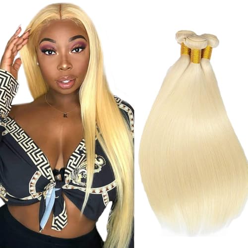 FuivJuix #613 Blonde Straight Hair Bundles 20-24 Inch Natural Virgin Human Hair Extensions - 3 Pack