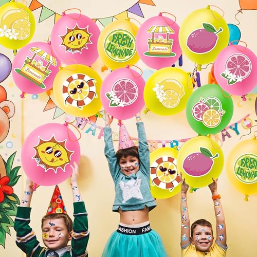 72-Piece Lemon Party Favors Kit - Balloons & Tattoos