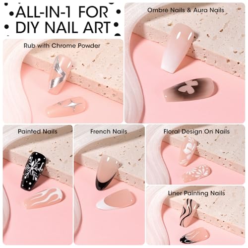 GELLEN Black & White Nail Painting Gel Set - 2Pcs 8g No Wipe Art Gel for Nails