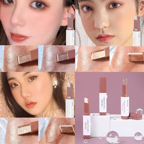 Ylapagne 6-Color Waterproof Eyeshadow Stick Set - Brown Variants, Portable Double-Ended Gradient Makeup Pen