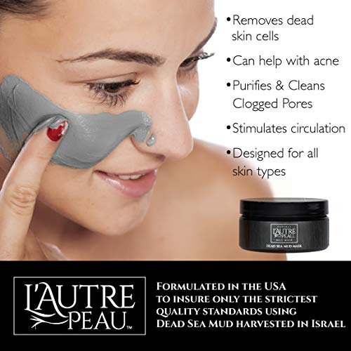 L’Autre Peau Dead Sea Mud Mask for Face & Body Facial Cleansing Clay Pore Reducer for Acne, Blackheads & Oily Skin. Natural Skincare for Women & Men Tighten Skin & Restore Healthy Complexion 10.1oz