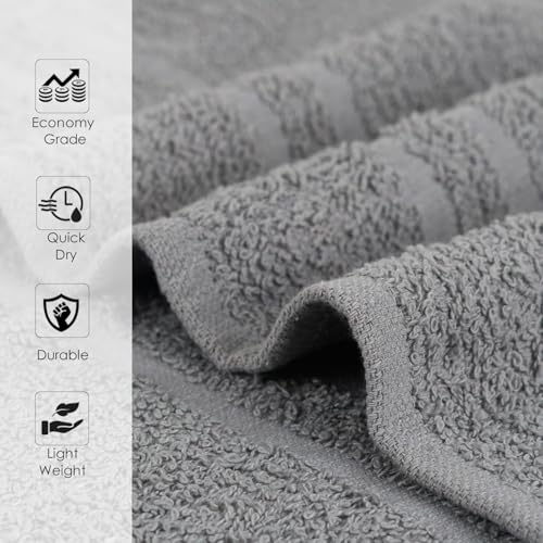 24 Pack Dark Grey Hand Towels 100% Cotton 16x27 inches