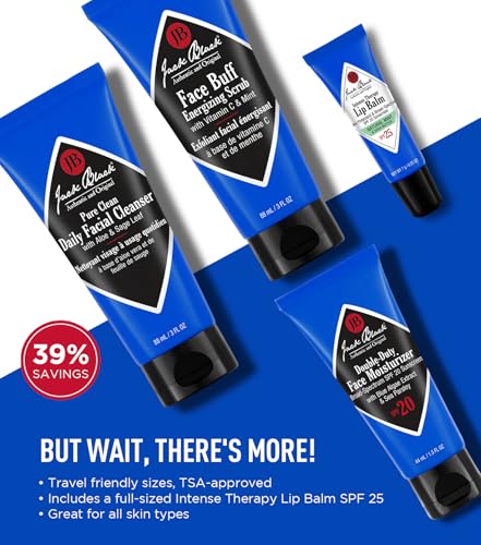 Jack Black Men's Skincare Kit – Cleanser, Moisturizer & Scrub Set