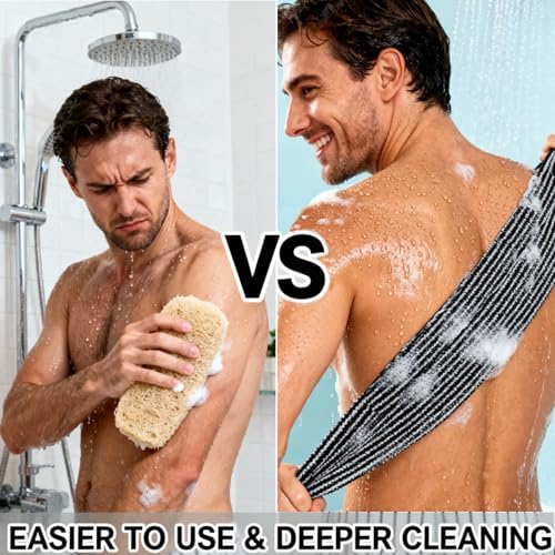 Exfoliating Shower Towel, Extra Long Rip-Resistant Body Back Scrubber, Deep Cleansing Skin-Friendly Exfoliating Washcloth for Men and Women (1 PCS)