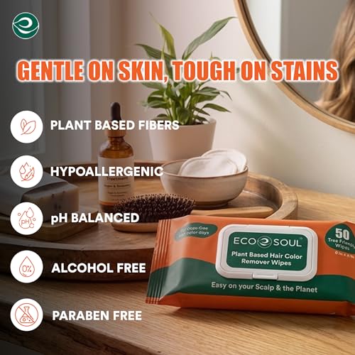 ECO SOUL Hair Color Remover Wipes - 50 Count Plant-Based