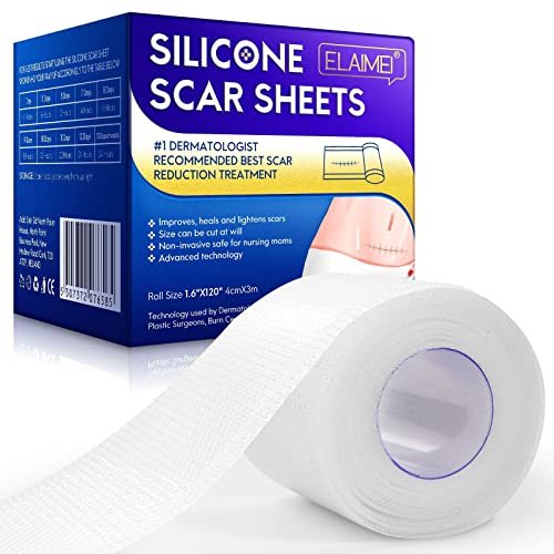 New Transparent Silicone Scar Sheets(1.6¡± x 120¡±Inch - 3M),Away Scar Tape,Scar Strips, Reusable, Professional Scar Removal Sheets for C-Section, Surgery, Burn, Keloid, Acne et, Scar Patch.