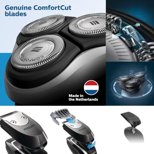 Philips AquaTouch Wet & Dry Electric Shaver for Men, Rotary Razor with Flex Head & Trimmer