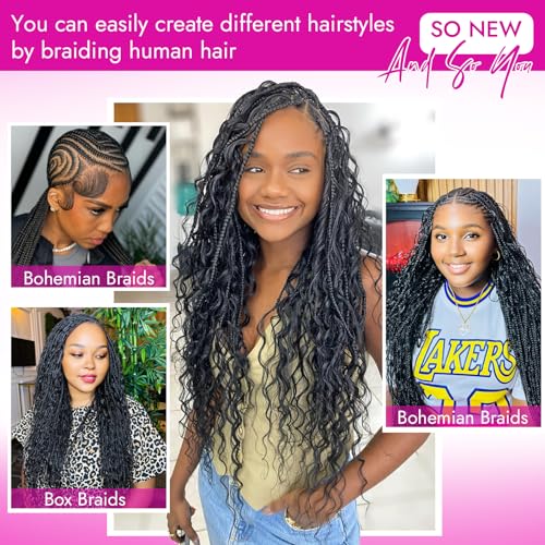 Gopukso 26 Inch Deep Wave Human Braiding Hair - 100g, 4 Bundles