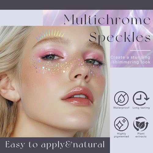 Holographic Glitter Freckle Tattoos - 10pc Waterproof Face Sparkles