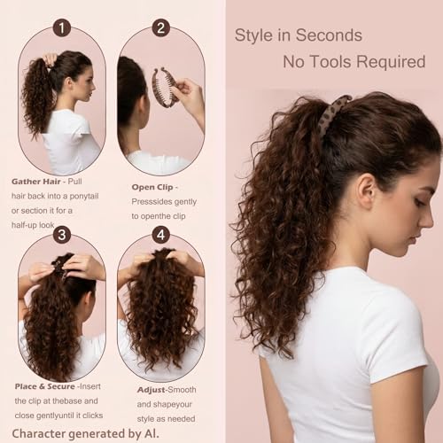 Vrose Flosi Retro Banana Clip for 3-4.5" Ponytails - No Crease, Secure Hold