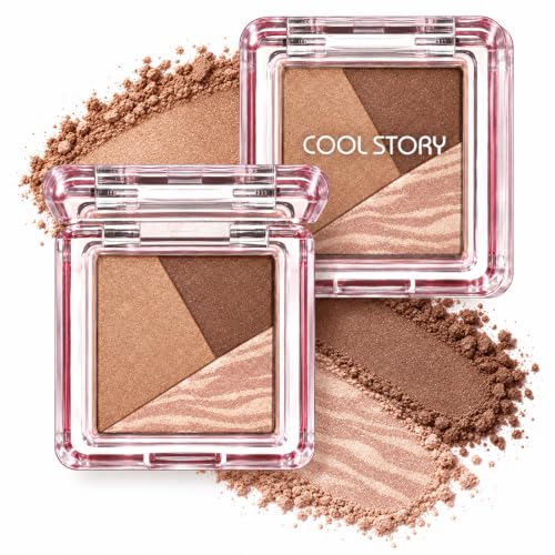 COOL STORY 3-Color Baked Eyeshadow Palette - Neutral Matte & Shimmer Shades for Travel & Daily Use