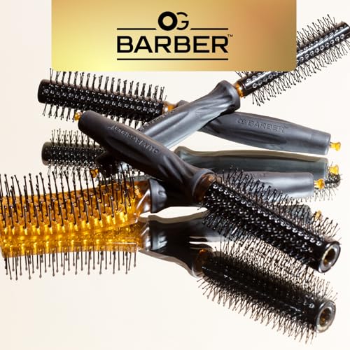 Olivia Garden OG Barber brushes with comfortable ball points tips, ergonomic non-slip handle, ionic technology, lightweight, for easy and quick styling on short hair, ideal for men grooming