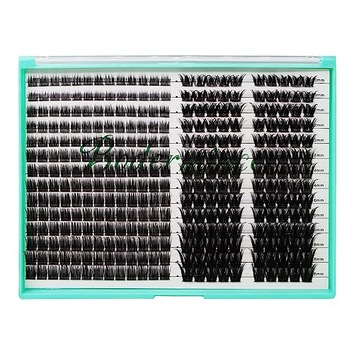 Bodermincer 322 Clusters D Curl Lash Clusters 182pcs 8-10-12-14-16mm +140pcs 10-12-14-16-18mm Mixed Individual Lashes Cluster Eyelash Extensions DIY at Home Reusable Soft Comfortable Wispy Lashes (L 8-10-12-14-16mm+R-10-12-14-16-18mm Mixed)