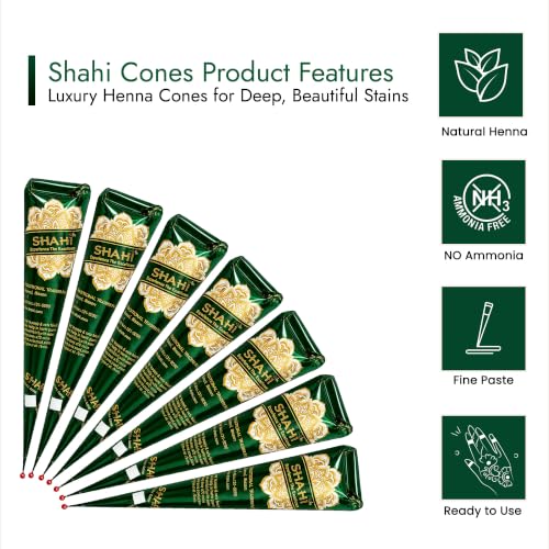 Shahi Reddish Brown Henna Cones - Ready-to-Use Hair Color, 4 Pack, 30g Each