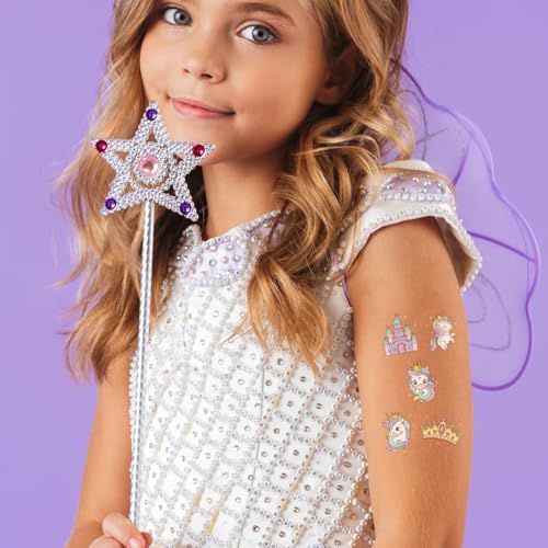 Unicorn Princess Temporary Tattoos - 25 Pack Metallic Flash Tats