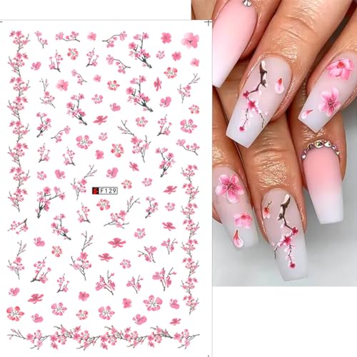 6 Sheets Heart Flowers Star Nail Stickers for Nail Art, Laser Silver Gold Star Flower Nail Decals 3D Self-Adhesive Nail Art Stickers Glitter Star Nail Art Design Decorations for Women DIY Nails Tip