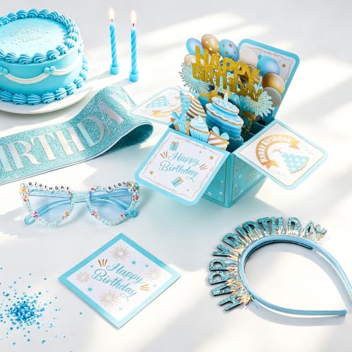 Birthday Girl Sash & Tiara Headband Set - 4 Pc Party Accessories