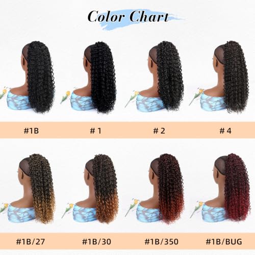 18" Drawstring Ponytail Extension Black Curly Synthetic Hair