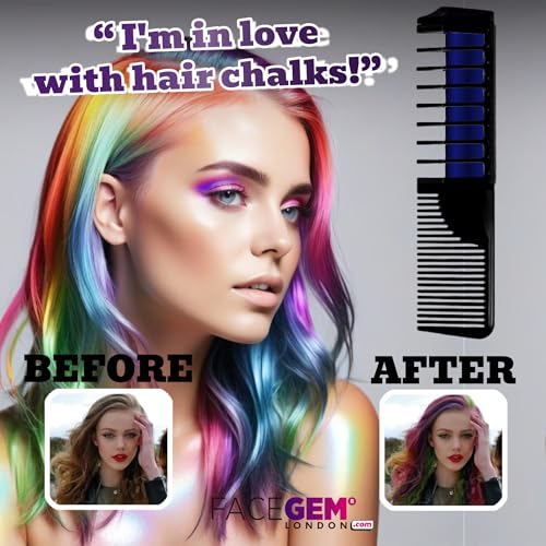 Hair Chalk Combs 12 Neon & Metallic Colors - Easy Washable