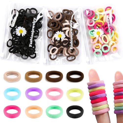 300Pcs Baby Hair Ties Soft Cotton Elastics No Pull