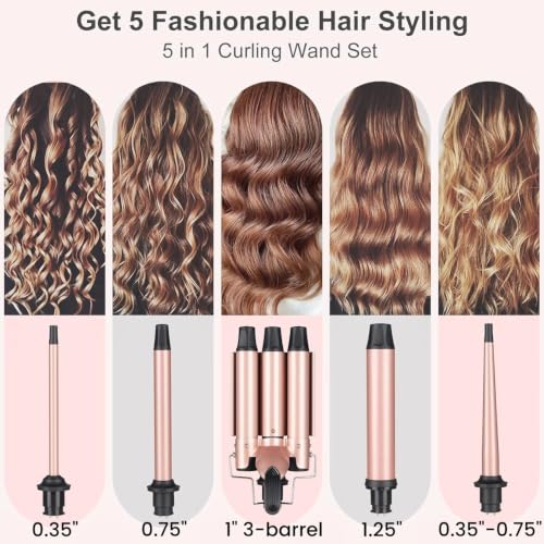 EMOCCI PRO 5-in-1 Curling Iron Set with Interchangeable Barrels