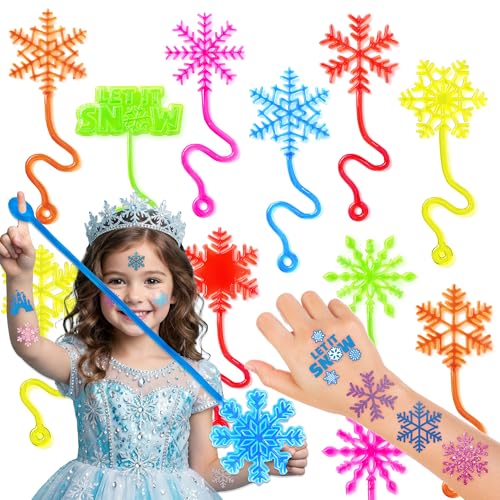 Snowflake Stick Hands Party Favors - 48 PC Set with Temporary Tattoos