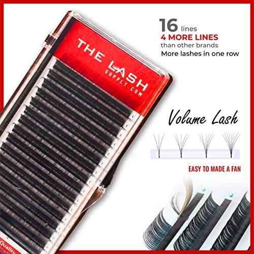 THE LASH SUPPLY Volume Eyelash Extension Professional Supplies, C/CC/D Curl, 8-25mm Length, 0.05/0.07/0.10 Thickness, Fake Eye Lashes, Soft and Lightweight Lashes Mixed to Mixed Length Pack