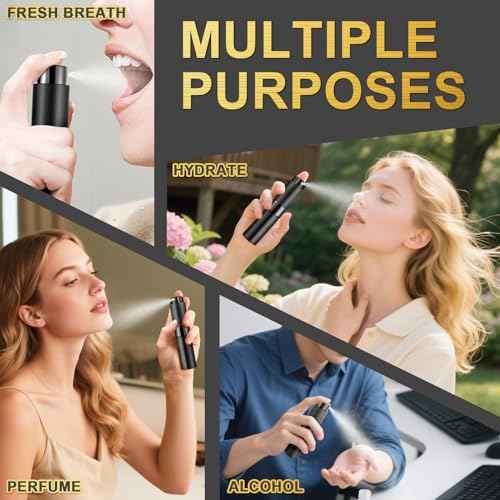 8ML Refillable Perfume Spray Bottles - Travel Atomizer Set with Removable Inner Bottle, Portable Leak Proof Lightweight Sprayer for Fragrances, Essential Oils (Matte Black 4 Pack)