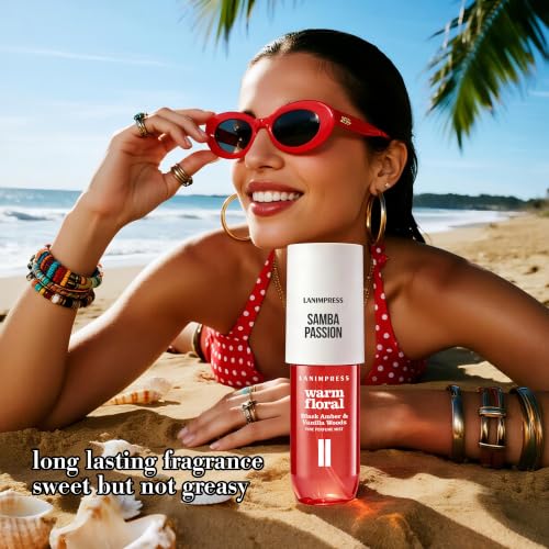 LANIMPRESS 3 Fl Oz Hair & Body Fragrance Mist - Floral Fruit Scent with Amber & Vanilla, Travel Size Eau De Parfum for Women